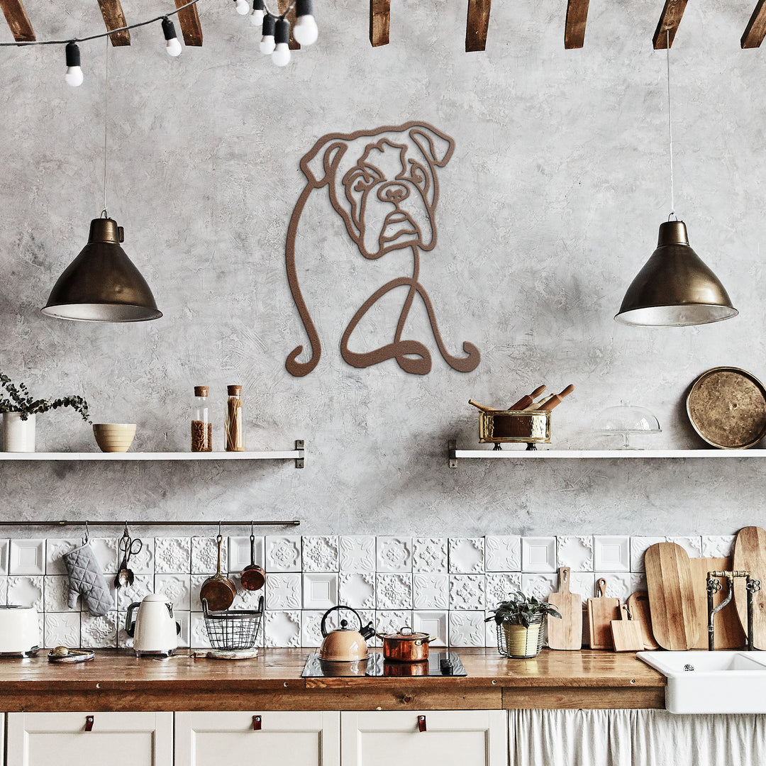 English Bulldog Line Art - Metal Wall Sign