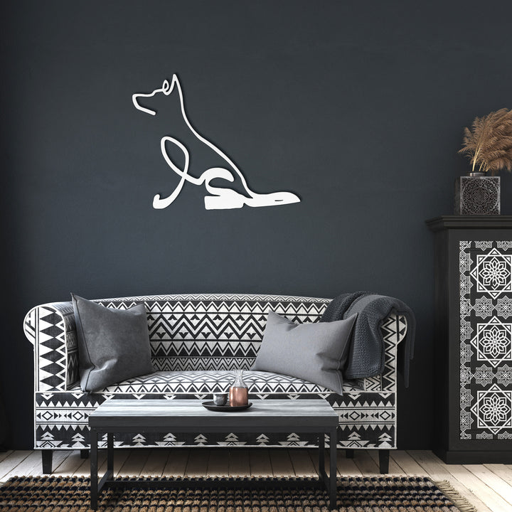 German Shepherd Line Art - Metal Wall Sign
